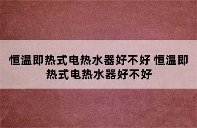 恒温即热式电热水器好不好 恒温即热式电热水器好不好